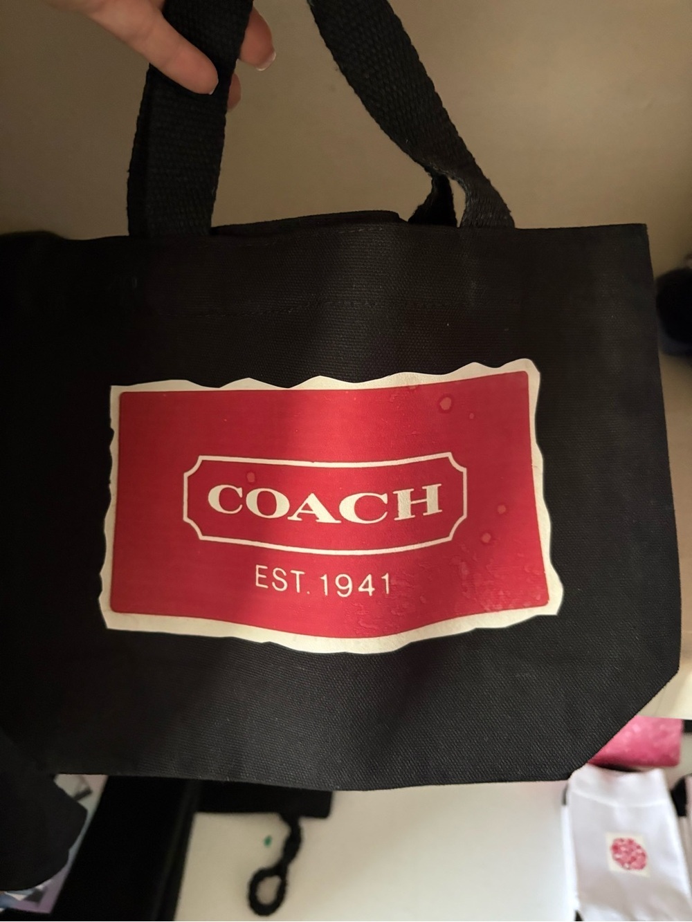 Coach Black Tote with Red Logo Patch